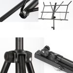 Tragbarer, zusammenklappbarer, angehobener und verdickter Klavierständer Guzheng Gitarren-Heimnotenständer, Black, Black Yellow – Bild 7