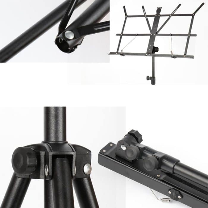 Tragbarer, zusammenklappbarer, angehobener und verdickter Klavierständer Guzheng Gitarren-Heimnotenständer, Black, Black Yellow – Bild 7