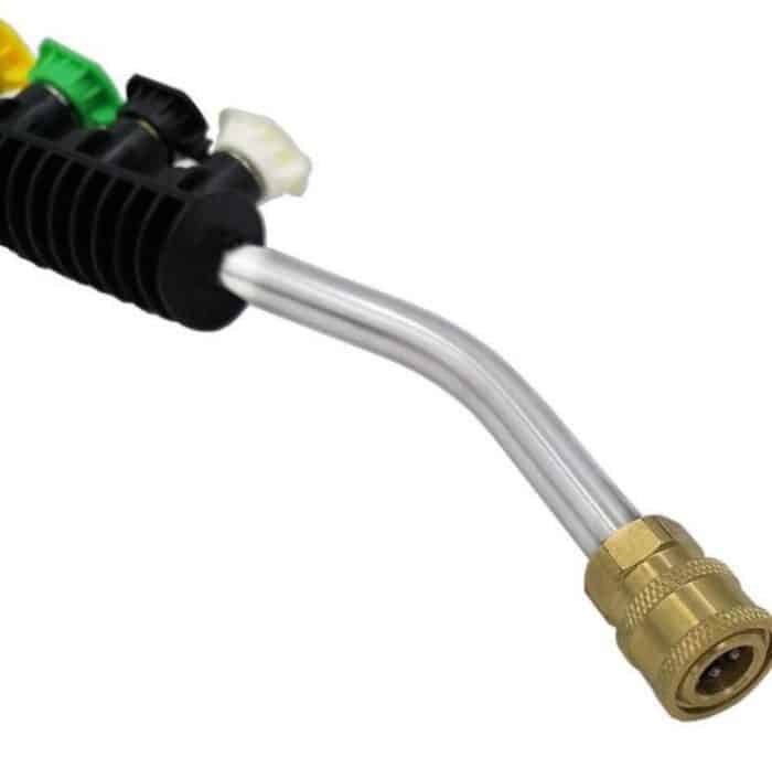 Hochdruck-Autowaschwasserpistole 1/4 Schnellstecker-Schnittstelle Lüfterförmige 5-Farben-Düse Edelstahl-Winkelbogen-Verlängerungsstange – Bild 6
