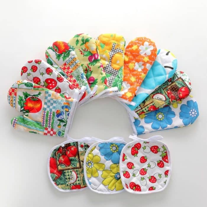 5 Sets 2-in-1 verdickter Mikrowellenherd, hochtemperaturbeständig, plus Samt-Isolierhandschuhe-Set, 5 Sets – Bild 2