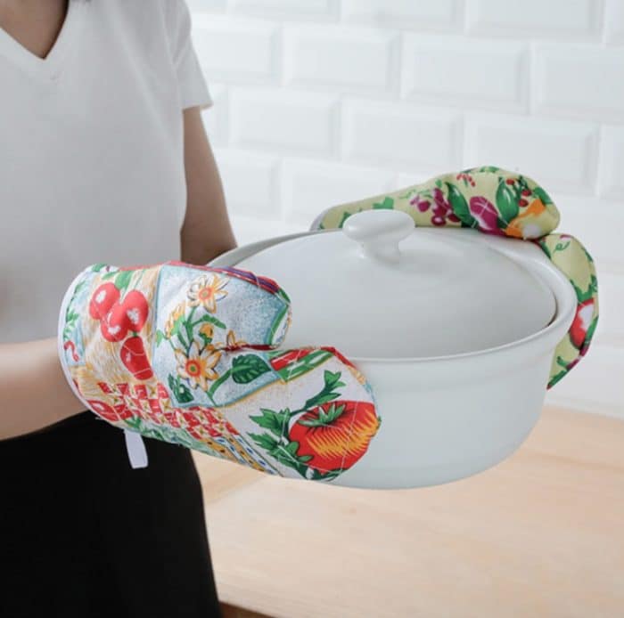 5 Sets 2-in-1 verdickter Mikrowellenherd, hochtemperaturbeständig, plus Samt-Isolierhandschuhe-Set, 5 Sets – Bild 6