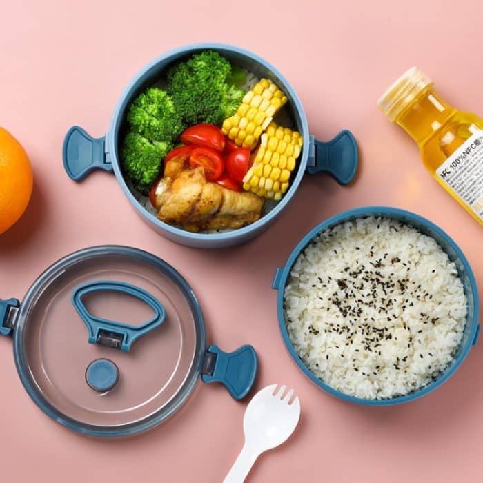 Runde tragbare, isolierte, unterteilte Lunchbox für Studenten, Büroangestellte, beheizte Mikrowelle, Bento-Box, Single Layer, Double Layer – Bild 6