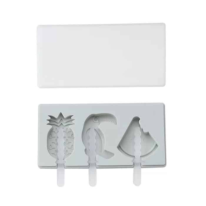 Silikon-Cartoon-selbstgemachte handgemachte DIY-Eiscreme-Eis am Stiel-Form mit Deckel, Farbe zufällige Lieferung, Fruit Woodpecker, Ice Cream, Snowman Hippo Bunny – Bild 2