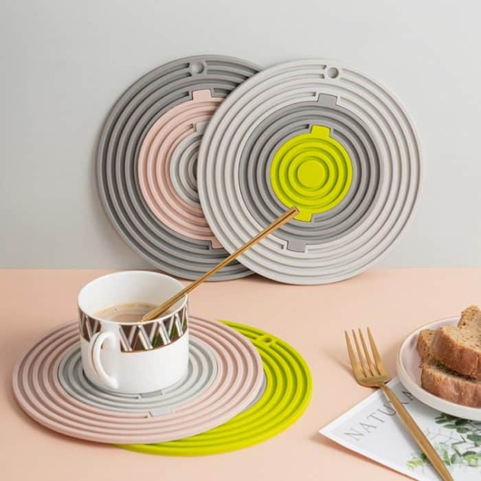 3-in-1 rundes Silikon-Wärmeisolationspad, hochtemperaturbeständig, multifunktionales Geschirr-Pad, Kombinations-Topf-Pad-Untersetzer, F1, F2, F3, F4, F5, F6, L1, L2, L3, L4, L5, L6 – Bild 10