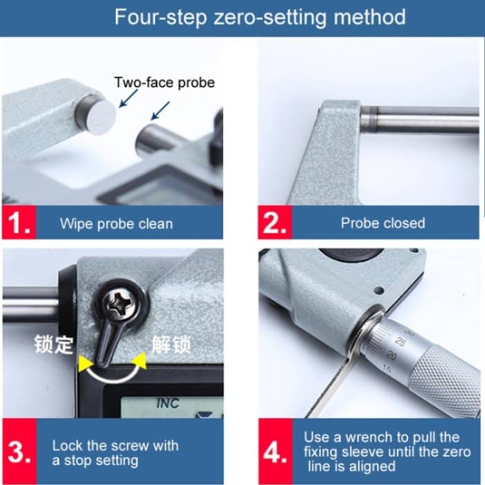 Digitalanzeige Außendurchmesser Mikrometer 0,001 mm Hochpräzises elektronisches Spiralmikrometer Dickenmessgerät, 0-25mm, 25-50mm, 50-75mm, 75-100mm – Bild 8