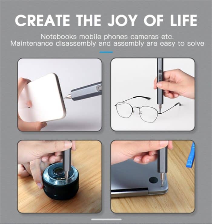 36-in-1 wiederaufladbares Mini-Elektroschrauber-Set mit 3LED-Beleuchtung, 36 In 1 Blue, 36 In 1 Red, 36 In 1 Gray – Bild 6