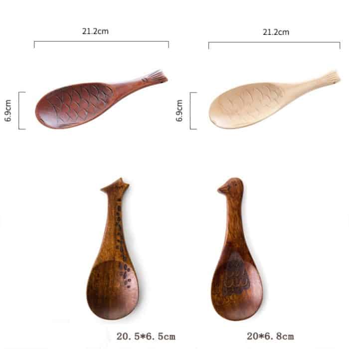 Nanmu-Reislöffel aus Holz in Tierform, zufällige Lieferung, Animal-shaped Rice Spoon – Bild 2