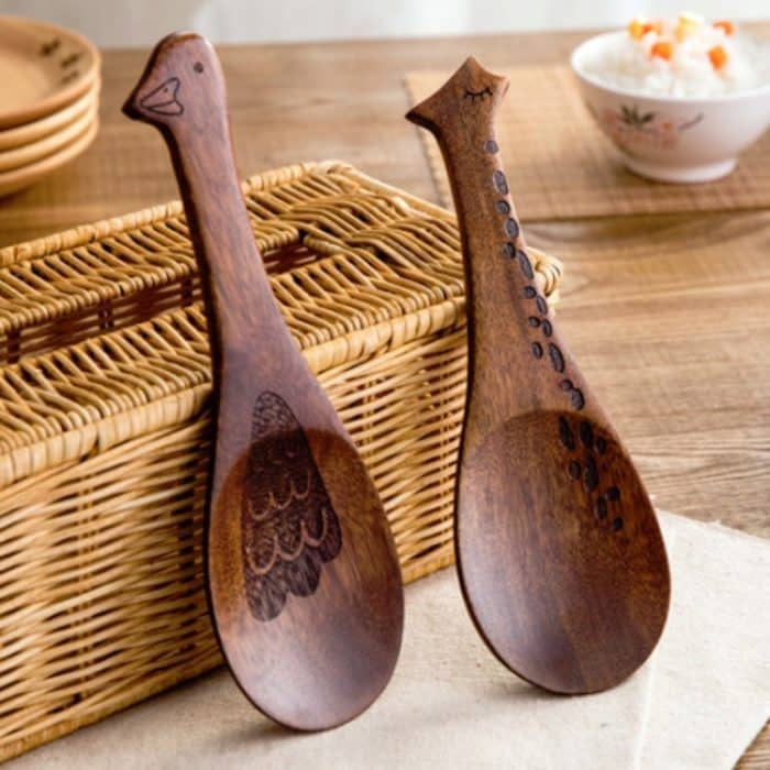Nanmu-Reislöffel aus Holz in Tierform, zufällige Lieferung, Animal-shaped Rice Spoon – Bild 4
