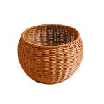 Runder Snackkorb aus Rattan, gewebt, für Zuhause, Obst und Gemüse, Aufbewahrungskorb, Küchenabflusskorb, 20 x 16 cm, 25 x 18 cm