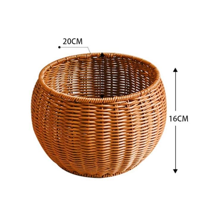 Runder Snackkorb aus Rattan, gewebt, für Zuhause, Obst und Gemüse, Aufbewahrungskorb, Küchenabflusskorb, 20 x 16 cm, 25 x 18 cm – Bild 2