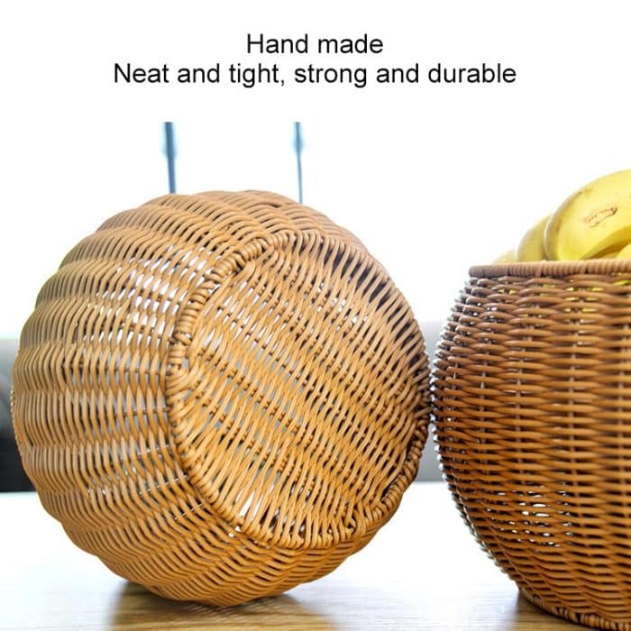 Runder Snackkorb aus Rattan, gewebt, für Zuhause, Obst und Gemüse, Aufbewahrungskorb, Küchenabflusskorb, 20 x 16 cm, 25 x 18 cm – Bild 5