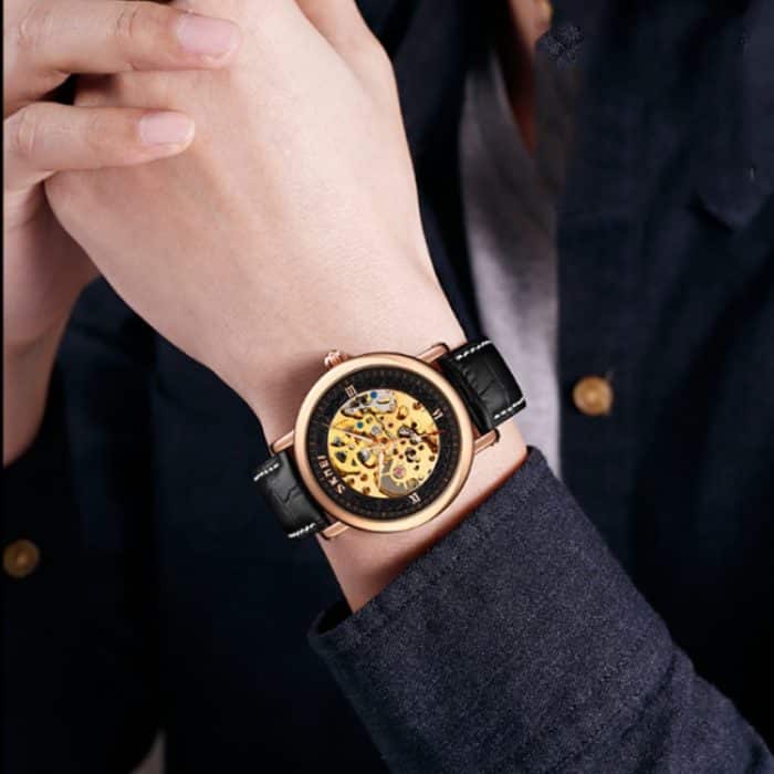 SKMEI 9229 Herren-Automatik-Skelett-Mechanische Uhr, Studentenuhr mit durchgehendem Boden – Bild 8