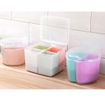 Haushaltsküche Split Combined Fresh Box Three Grid Spice Box mit Löffel, Round, Square, Apple Shape – Bild 3