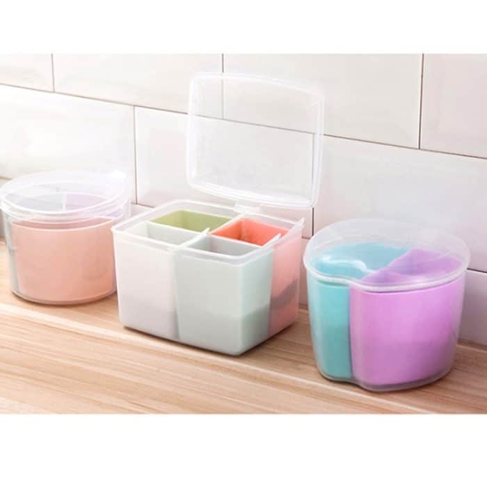 Haushaltsküche Split Combined Fresh Box Three Grid Spice Box mit Löffel, Round, Square, Apple Shape – Bild 3