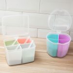 Haushaltsküche Split Combined Fresh Box Three Grid Spice Box mit Löffel, Round, Square, Apple Shape – Bild 4