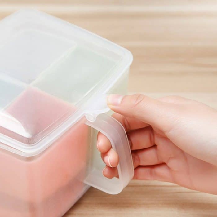 Haushaltsküche Split Combined Fresh Box Three Grid Spice Box mit Löffel, Round, Square, Apple Shape – Bild 5