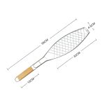 Verchromter Holzgriff Single Fish Barbecue Net Clip Gegrilltes Grillclip-Grillwerkzeug für den Außenbereich – Bild 2