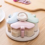 3 in 1 Weizenstroh rotierendes Gewürzglas Küchenbedarf Gewürzbox Set