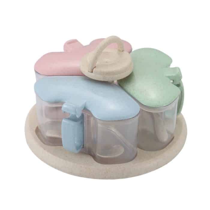 3 in 1 Weizenstroh rotierendes Gewürzglas Küchenbedarf Gewürzbox Set – Bild 2