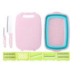 9-in-1-Klappschneidebrett aus Kunststoff, Multifunktions-Schneidebrett für den Haushalt, Küche, antibakterielles Schimmel-Schneidebrett, Schneidemesser-Set – Bild 3