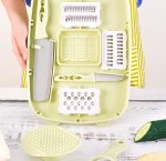 9-in-1-Klappschneidebrett aus Kunststoff, Multifunktions-Schneidebrett für den Haushalt, Küche, antibakterielles Schimmel-Schneidebrett, Schneidemesser-Set – Bild 9