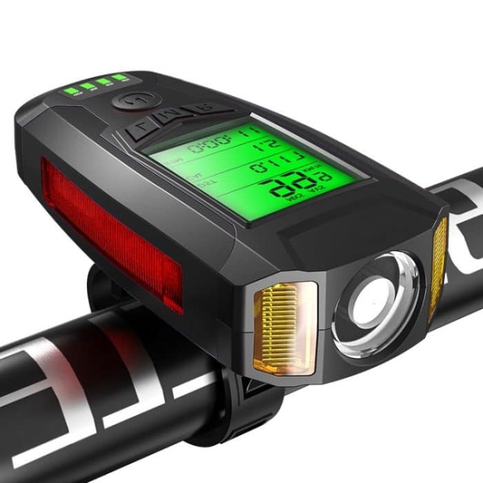 Frontlicht (mit Nebellicht) & Hupe & Tachometer Multifunktionaler Fahrrad-Mountainbike-Scheinwerfer – Bild 2