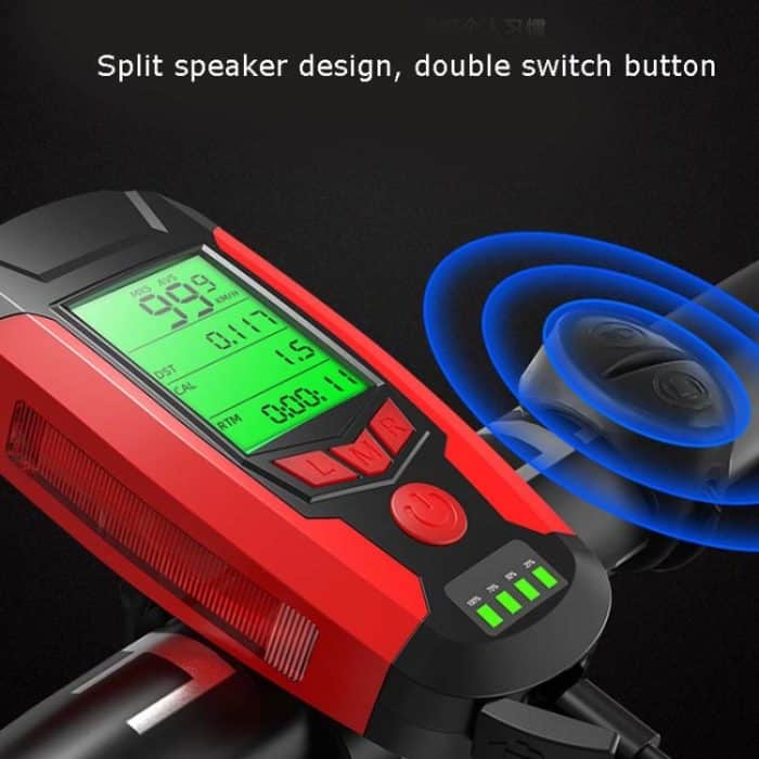 Frontlicht (mit Nebellicht) & Hupe & Tachometer Multifunktionaler Fahrrad-Mountainbike-Scheinwerfer – Bild 8