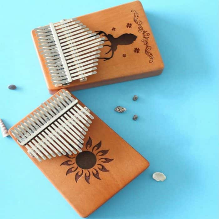 Tragbares Kalimba-Daumenklavier mit 17 Tönen, Mahogany-Classic Deer, Bamboo-Classic Deer, Mahogany-Sun God, Mahogany-Six-Pointed Star, Mahogany-Blue (Classic Deer) – Bild 4