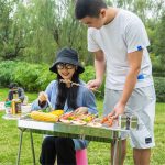 HZ-003 BBQ Grill Outdoor Tragbarer Edelstahlofen Haushaltskohlegrillständer, M, L – Bild 4