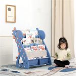 Kinder-Bücherregal, einfaches Haushalts-Bodenregal, Baby-Bücherregal, Aufbewahrung, Kindergarten, mehrschichtiges Cartoon-Bildbuchregal, Five-story Bookshelf, 4 Layers + Storage Box – Bild 3