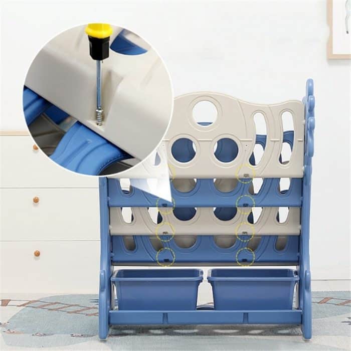 Kinder-Bücherregal, einfaches Haushalts-Bodenregal, Baby-Bücherregal, Aufbewahrung, Kindergarten, mehrschichtiges Cartoon-Bildbuchregal, Five-story Bookshelf, 4 Layers + Storage Box – Bild 4