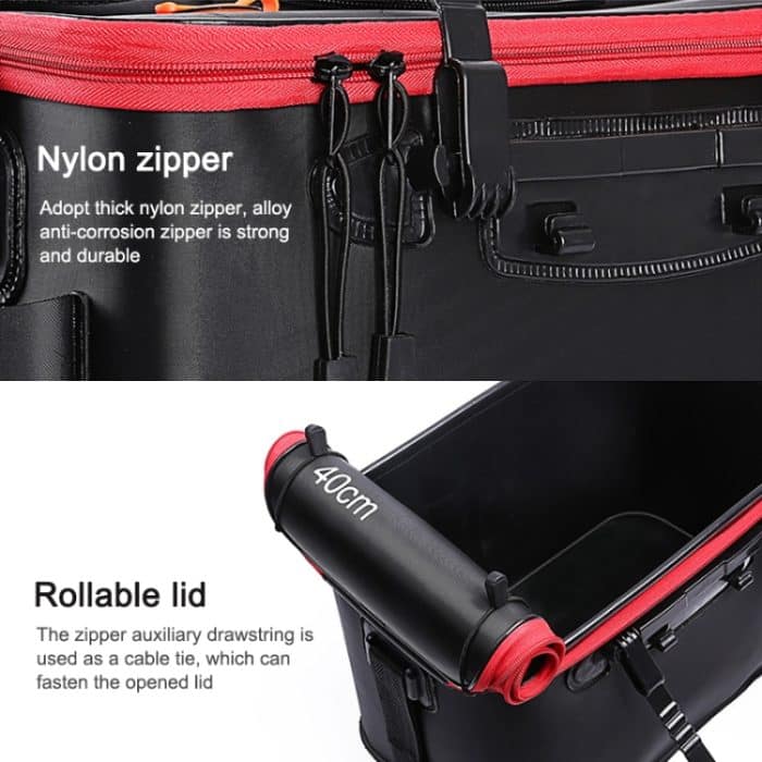 Verdickter, multifunktionaler, zusammenklappbarer Live-Fish-Box-Angeleimer, 40 cm (with Handle and Side Pocket), 45 cm (with Handle and Side Pocket), 50 cm (with Handle and Side Pocket) – Bild 4