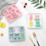 6 Stück niedliche Cartoon-Tier-Form aus Silikon für Schokolade, Backen, Kuchen, Eiswürfelform, Cartoon Animal Shape(Blue), Cartoon Animal Shape(Pink) – Bild 4