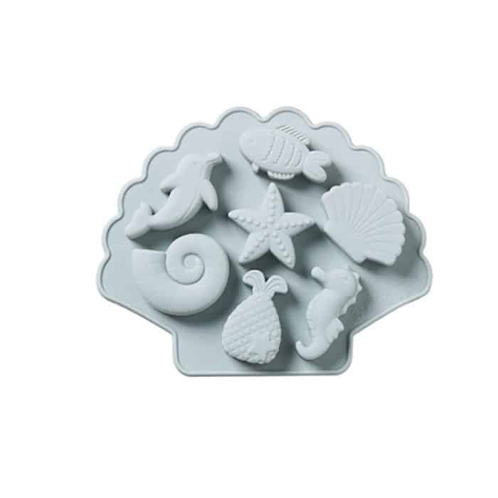 6 Stück 3D kreative Ozean-Organismus-förmige Silikon-Kuchenform zum Backen von Schokolade und Eiswürfeln, Ocean Organism Shape(Blue), Ocean Organism Shape(Pink) – Bild 2