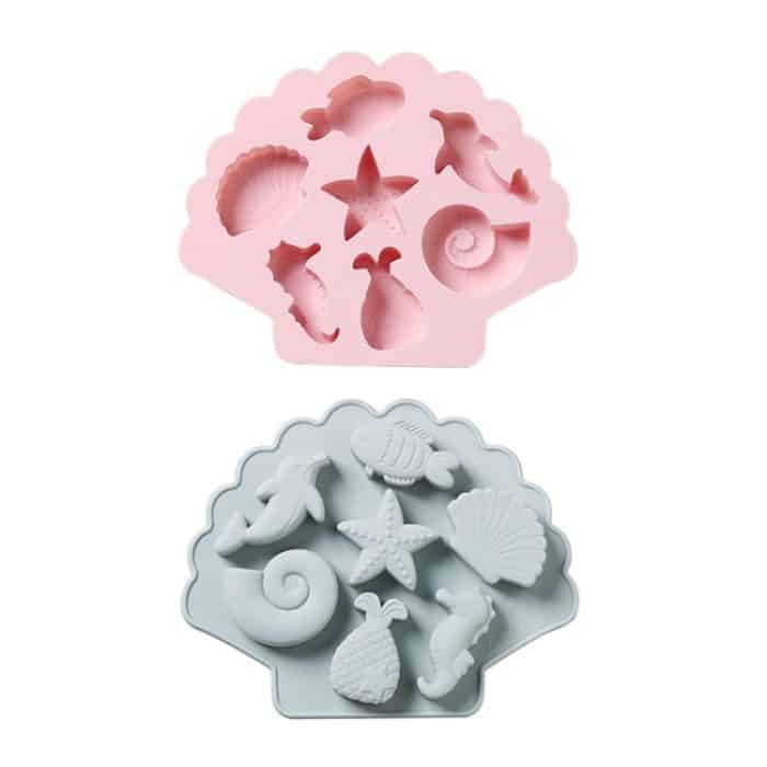 6 Stück 3D kreative Ozean-Organismus-förmige Silikon-Kuchenform zum Backen von Schokolade und Eiswürfeln, Ocean Organism Shape(Blue), Ocean Organism Shape(Pink) – Bild 7