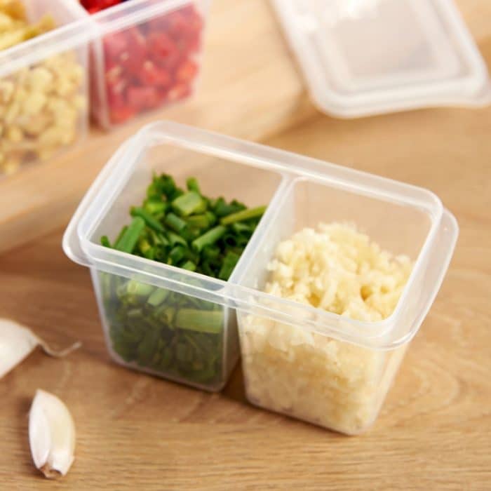 2 teile/satz Küche Kühlschrank Lagerung Box Grüne Zwiebel Ingwer Knoblauch Transparent Mit Deckel Frische-halten Box Lebensmittel Versiegelt Box – Bild 6