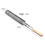 2 PCS Hot Dog Grill Käfig Wurst Grill Clip Grill Clip Mesh Holzgriff Barbecue Mesh Rack, Wood color, Red – Bild 8