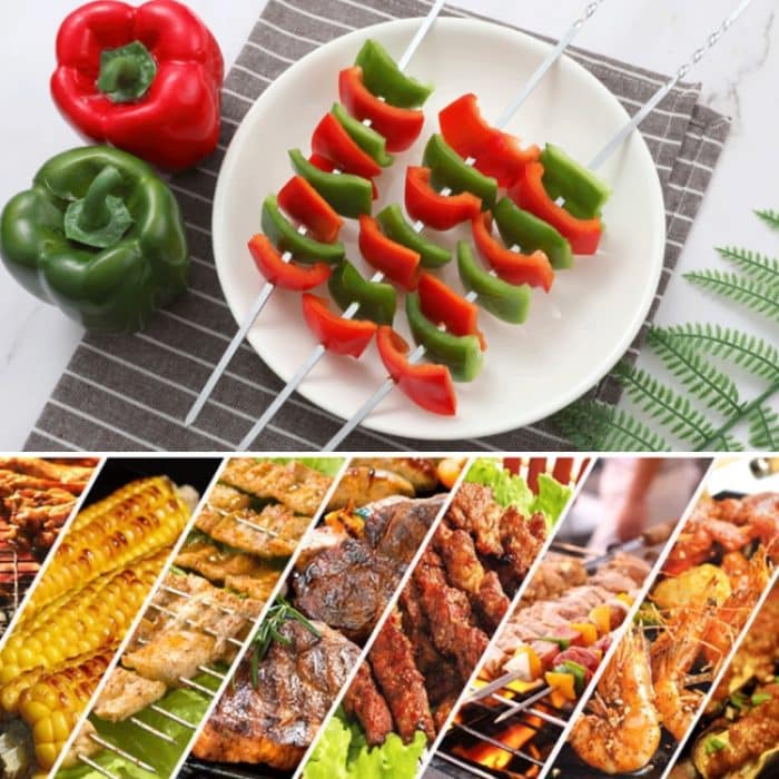 10 Stück / Set quadratische, flache Grillspieße aus Metall – Bild 6