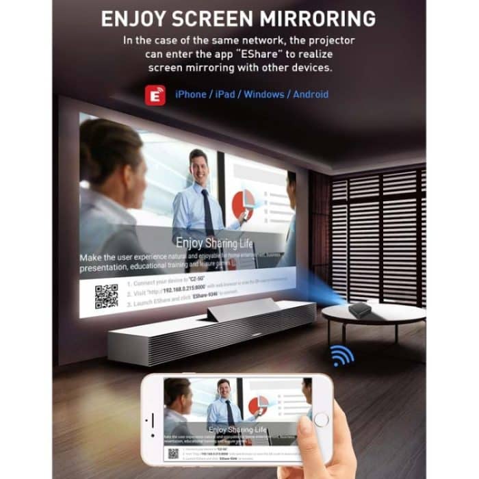 P11 854x480 DLP Mini-Smart-Projektor mit Infrarot-Fernbedienung, Android 9.0, 2 GB + 16 GB, unterstützt 2,4 G/5 G WLAN, Bluetooth, TF-Karte – Bild 11