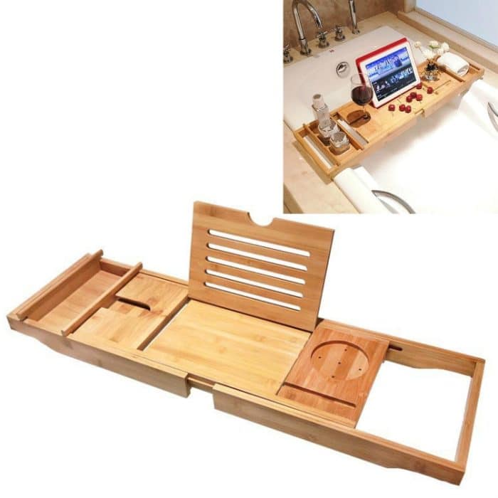 TBD0426987701A-2.jpg Multifunktionales Teleskopregal für Toilette, Badewanne, Tablet, Telefonhalter, Badezimmer, Badewannenhalter, Single Box, Double Box – Bild 1