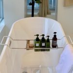 Badewannenregal aus Edelstahl, versenkbare Halterung, Badezimmerregal