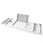 Bambus Badewanne Rack Einziehbare Badewanne Tablett Multifunktions-Einweichhalterung – Bild 2