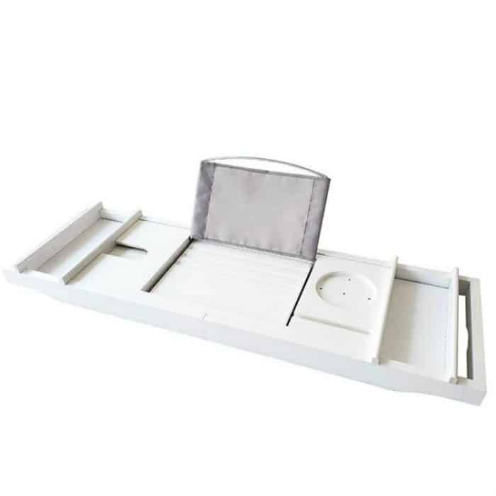 Bambus Badewanne Rack Einziehbare Badewanne Tablett Multifunktions-Einweichhalterung – Bild 2