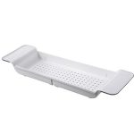 Ausziehbarer Abfluss-Badewannenständer, Badezimmer-Kunststoff-Badewannenständer, Badewannen-/Duschregal – Bild 2