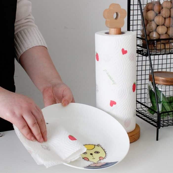 Küche Vertikale Massivholzrolle Papierhalter Kleine Blume Lazy Rag Rack – Bild 5