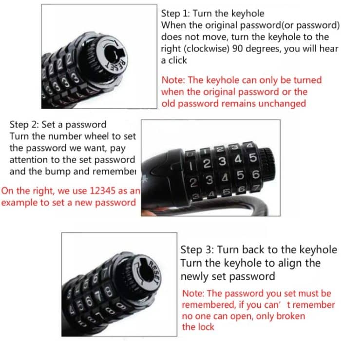 TONYON TY566 Fahrradschloss Fünfstelliges Codeschloss Mountainbike-Bardrahtschloss Einzelfelgenschloss, TONYON TY566(Blue), TONYON TY566(Green), TONYON TY566Orange), TONYON TY566(Black) – Bild 4