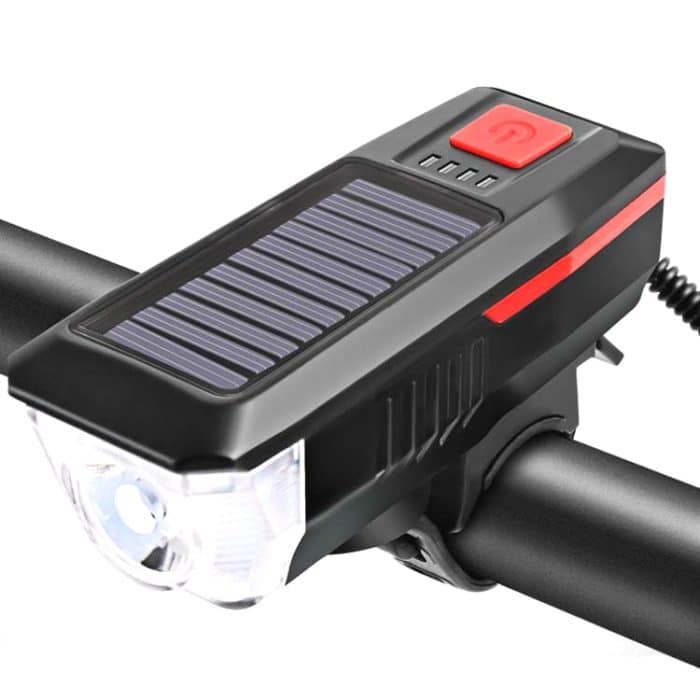 Fahrrad Solar Scheinwerfer Horn Licht Nacht Reiten USB Lade Scheinwerfer Fahrrad Blendung Taschenlampe Ausrüstung, Red, Green, Blue, Orange – Bild 2