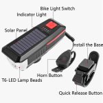 Fahrrad Solar Scheinwerfer Horn Licht Nacht Reiten USB Lade Scheinwerfer Fahrrad Blendung Taschenlampe Ausrüstung, Red, Green, Blue, Orange – Bild 8