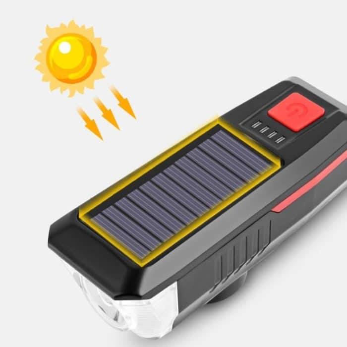 Fahrrad Solar Scheinwerfer Horn Licht Nacht Reiten USB Lade Scheinwerfer Fahrrad Blendung Taschenlampe Ausrüstung, Red, Green, Blue, Orange – Bild 9