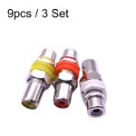 9 PCS / 3-Paare RCA-Buchse für Buchse mit geradem Durchgang AV Lotus Butt Joint Extension Head Audio- und Videoadapter